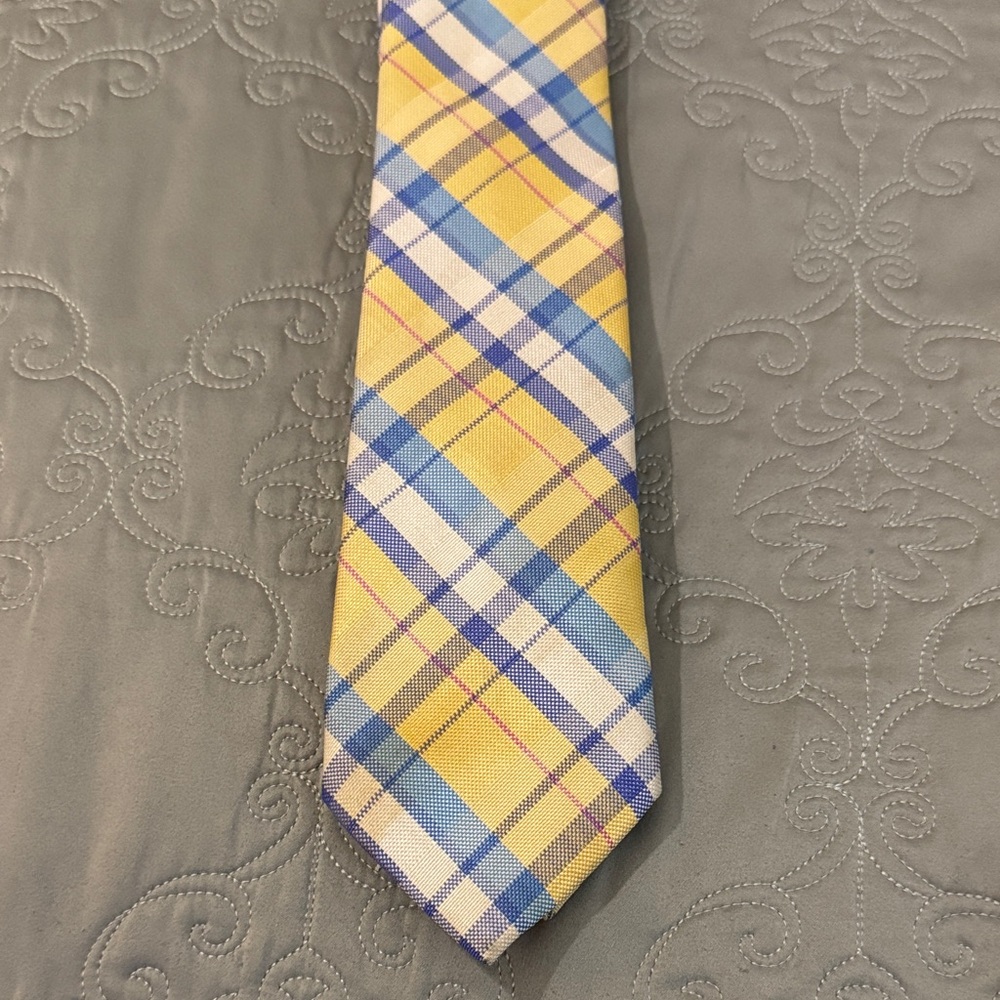 Izod Men's Yellow Blue White Checkered Tie